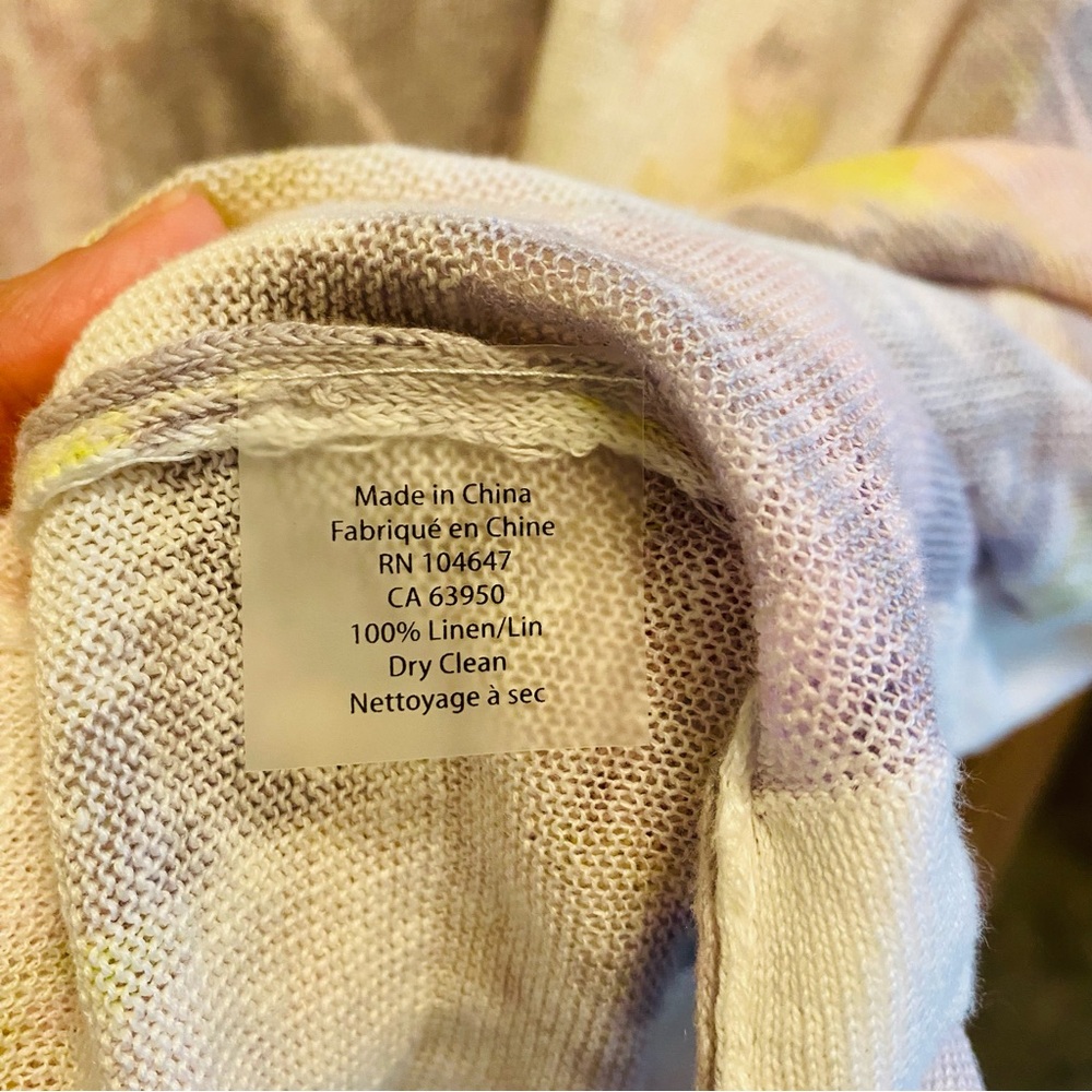 KINROSS 100% Linen Easy Pull on Bloom Multi Color Ikat Tee - Picture 6 of 6
